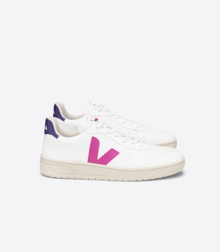 Women Veja V-10 CWL Vegan Shoes Vegan Shoes White/Purple ireland IE-2569TN
